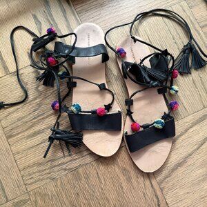 Loeffler Randall Wrap Sandal w/ Pom Poms - Size 10.5